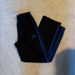 Adidas Kids Black Joggers with Blue Stripes